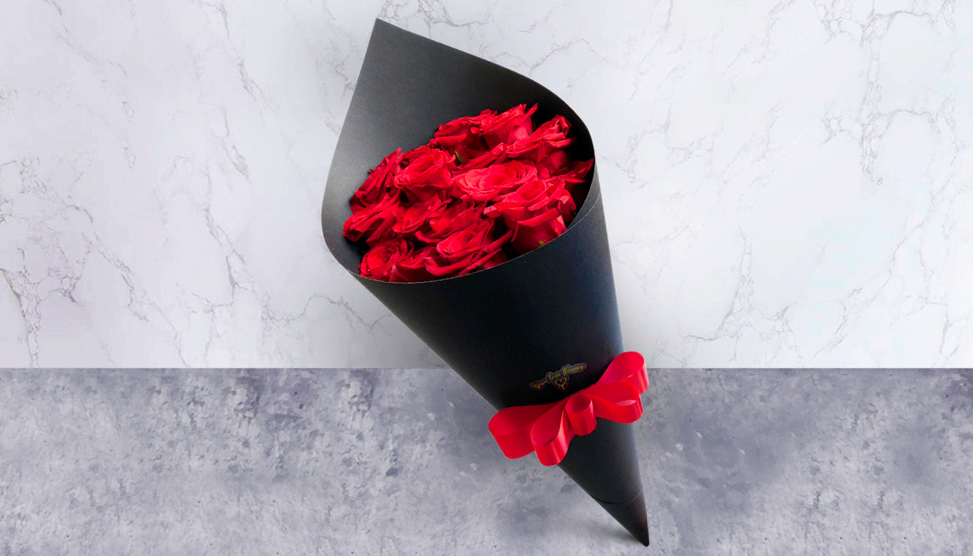 Cone Of Red Roses