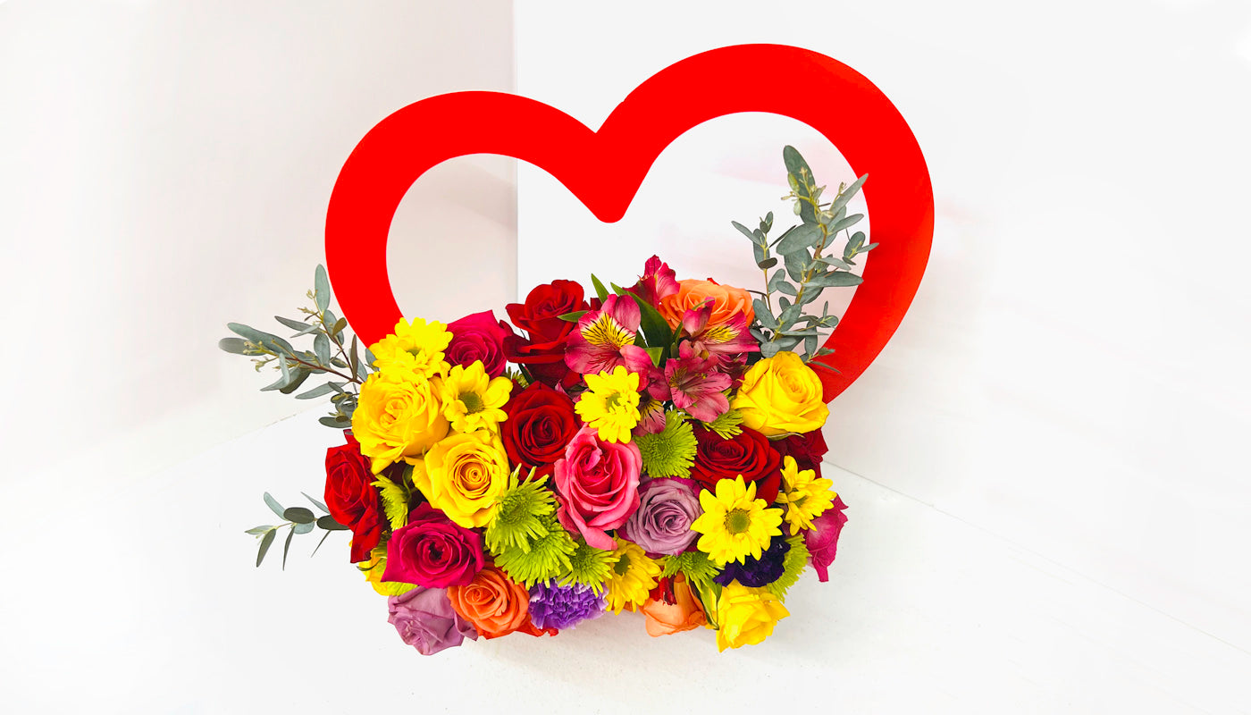 Half Heart Shape Box with flower mix