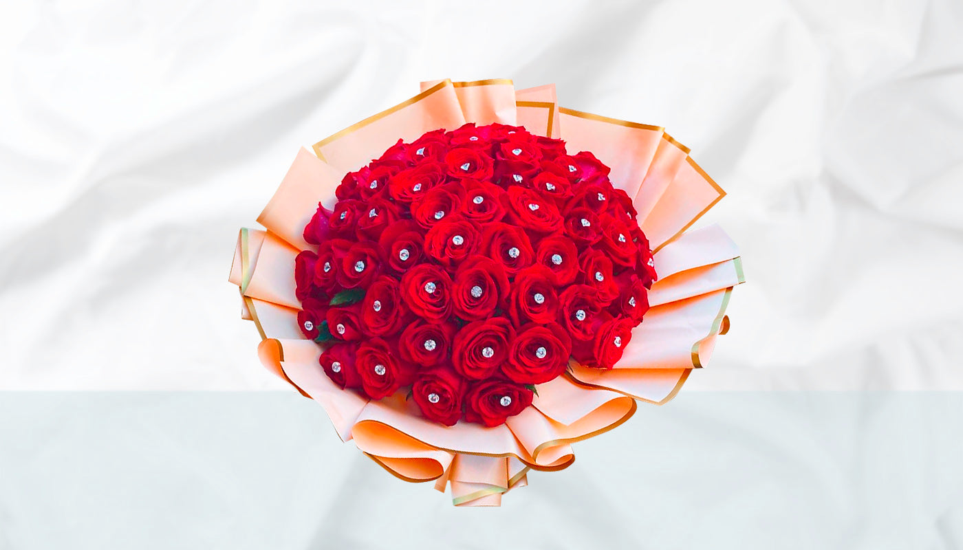 Wrapped Roses with Diamonds