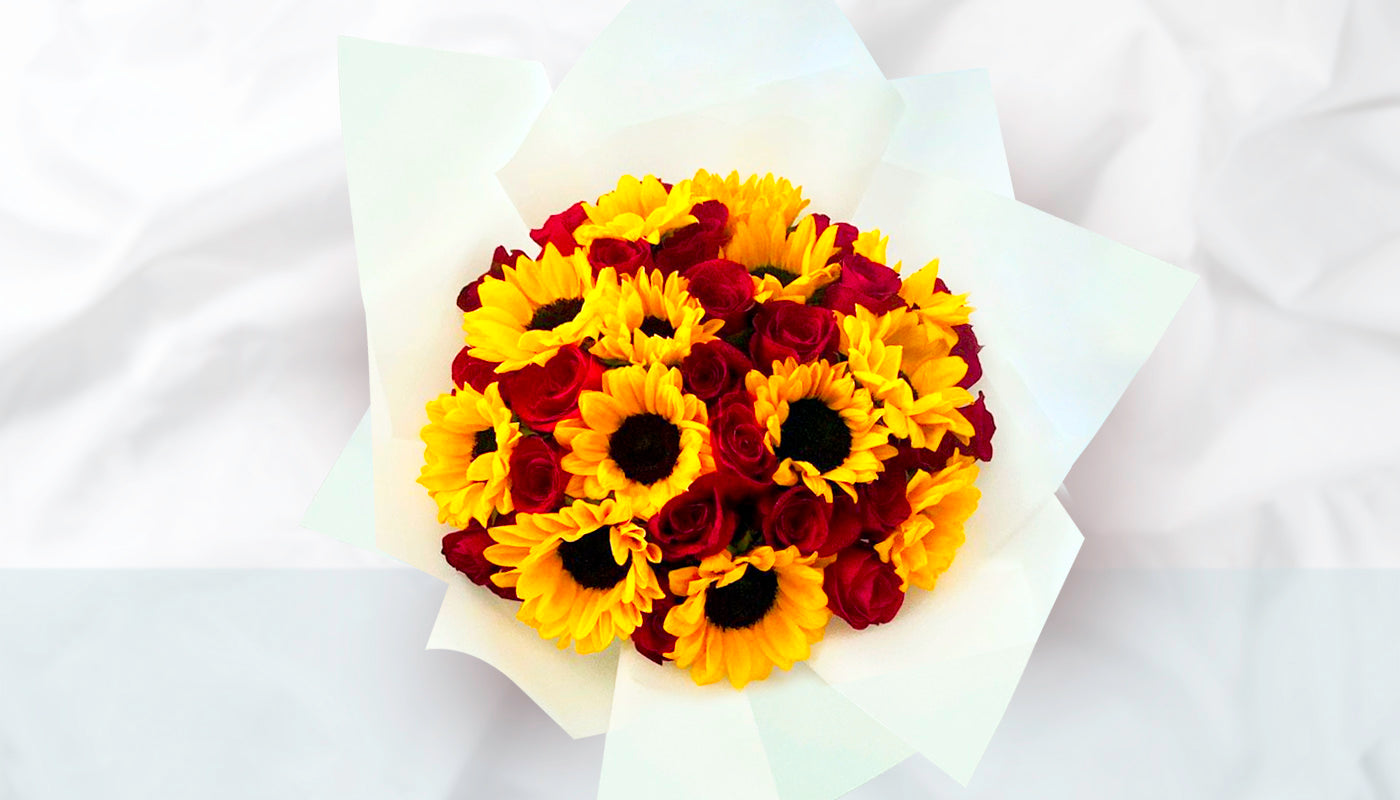 Roses & Sunflowers with wrapped paper
