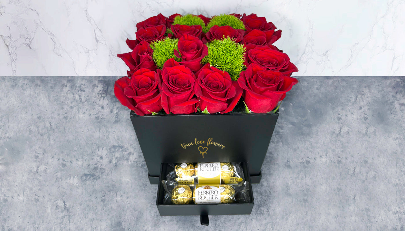 Big Black box with red roses