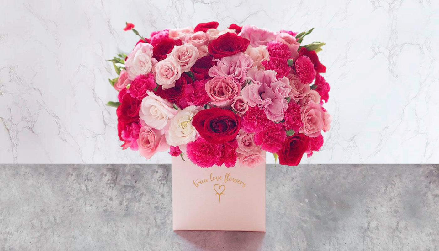 Big Square box with mix of roses & flowers