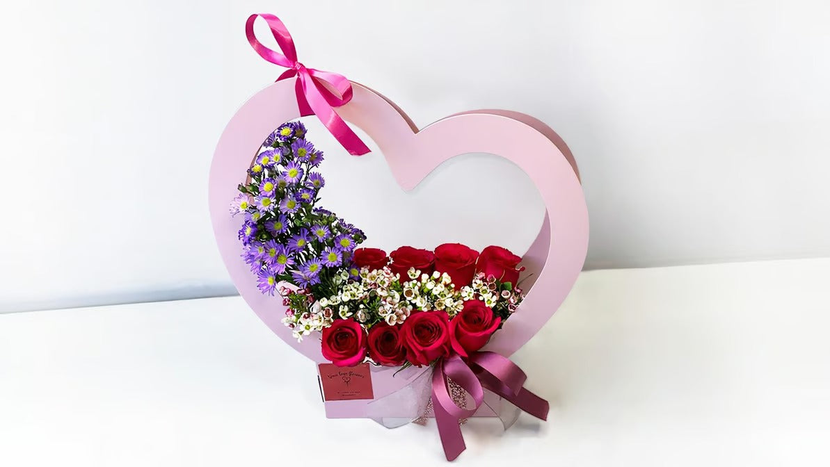 Heart Box With Roses and Ribbon