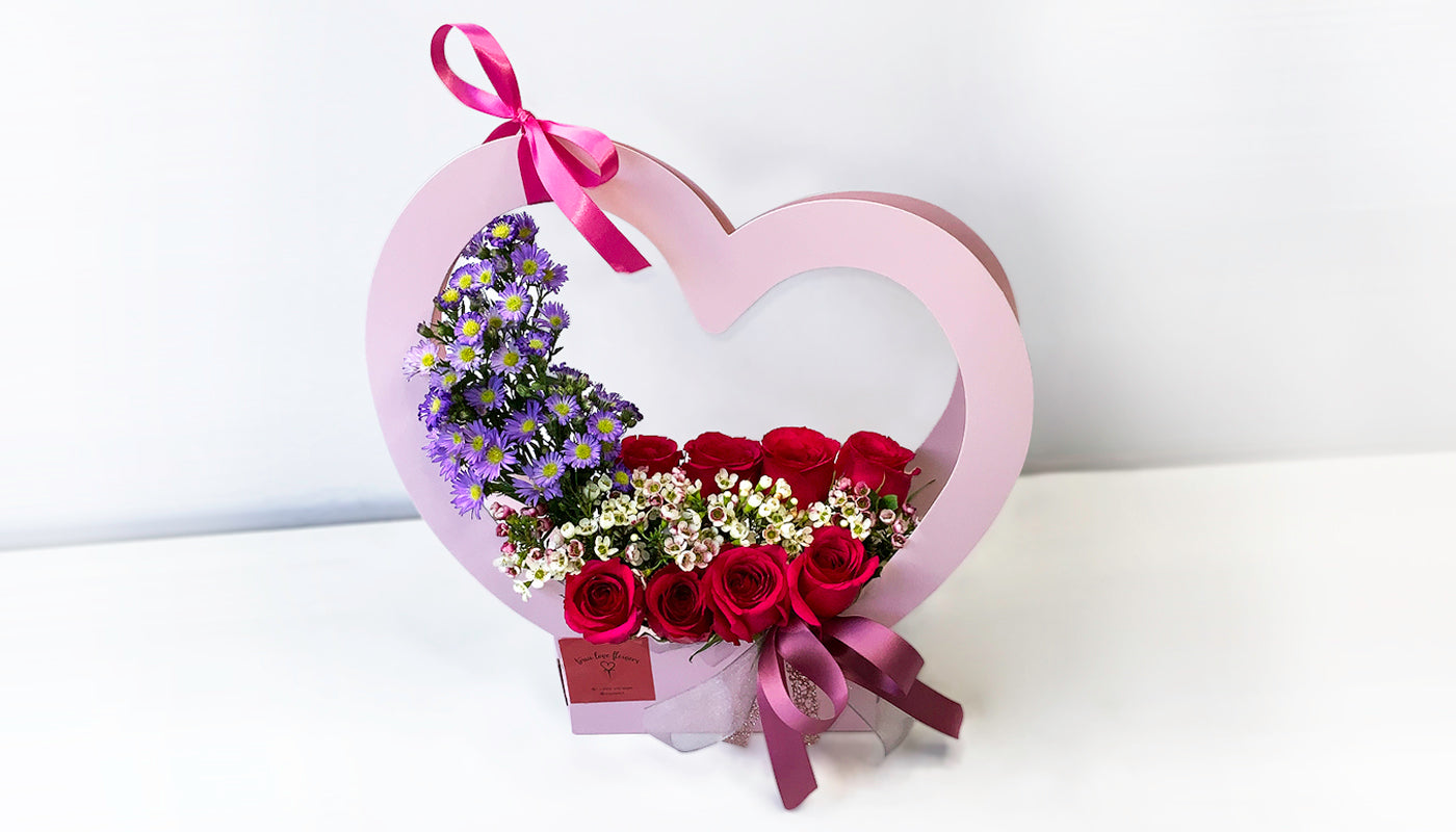 Heart - Shape Box with mix of flowers