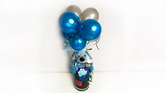 Teddy bear with eternity roses ~ Arreglo peluche con rosas eternas