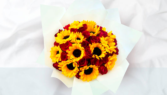 Roses & Sunflowers with wrapped paper