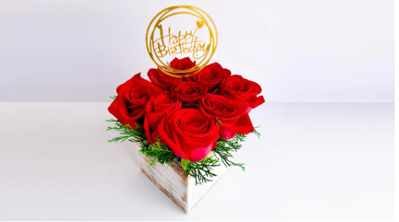 Happy Birthday Roses Wood Box  ~ Caja feliz cumpleanos