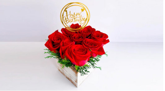 Happy Birthday Roses Wood Box  ~ Caja feliz cumpleanos