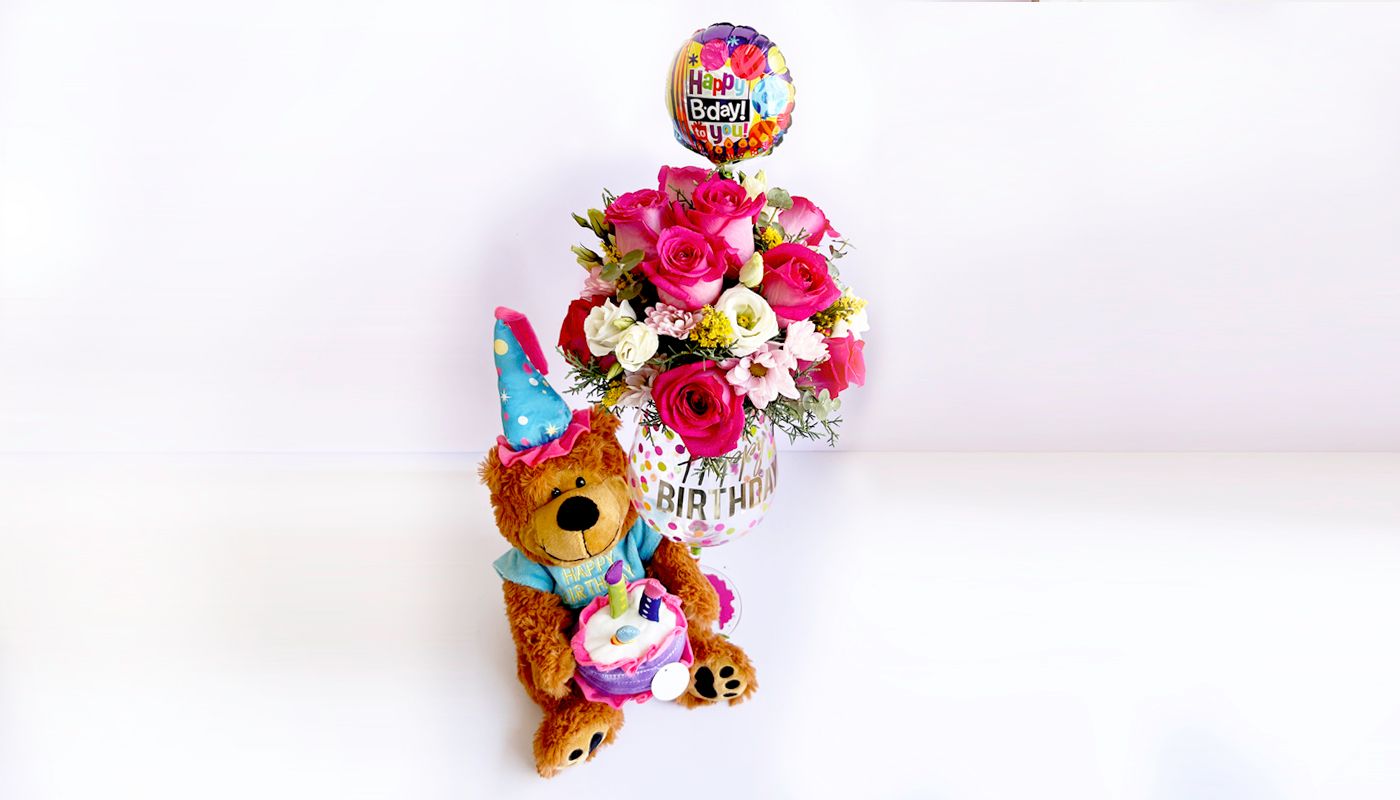 Happy birthday goblet & teddy bear ~ Copa feliz cumpleanos