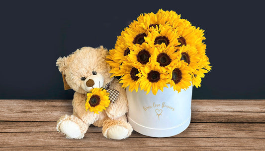 Sunflowers box & teddy bear