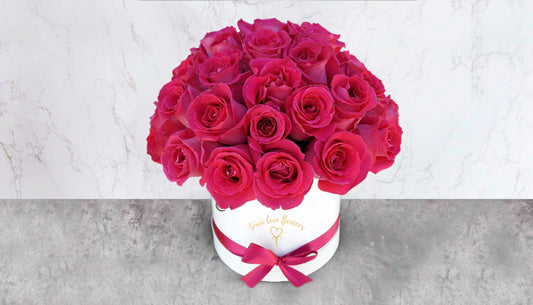 Pink Roses in White Box