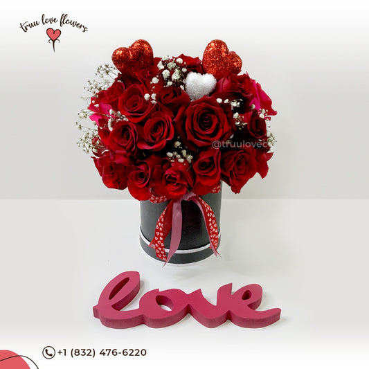 Black Round Box with Roses ~ Caja Redonda negra con Rosas