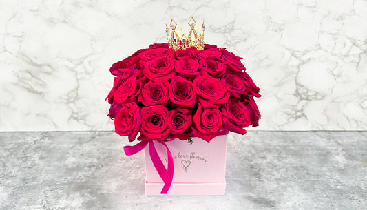 Big Pink Square Box & 50 Roses