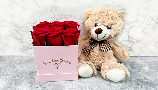 Pink box & teddy bear