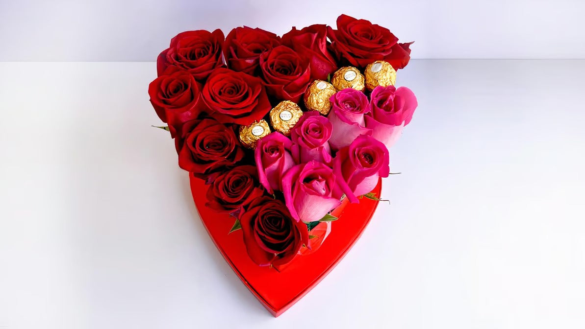 Lovely red box in heart shape form