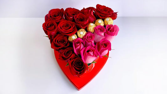 Lovely red box in heart shape form