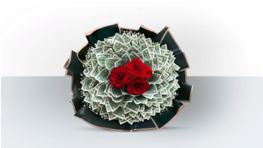 Money Arrangement red roses