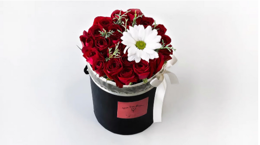 Baby roses round black box ~ caja redonda con rosas