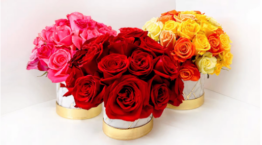 3 Roses bouquet in vase ~3 Bouquet de rosas